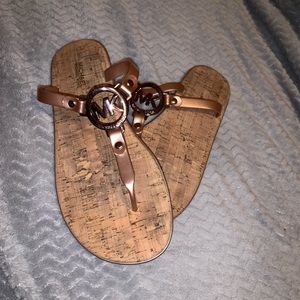 Rose gold Michael Kors jelly jet set sandals